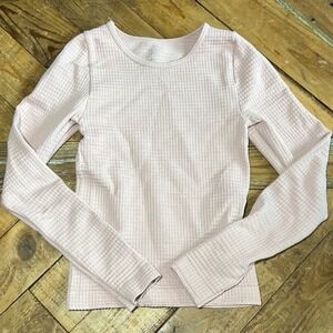 AURA Kids Youth Pink Waffle Knit Long Sleeve Thermal‎ Top S/M